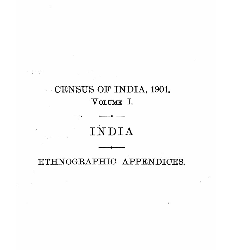 भारत की जनगणना, 1901 खंड-1